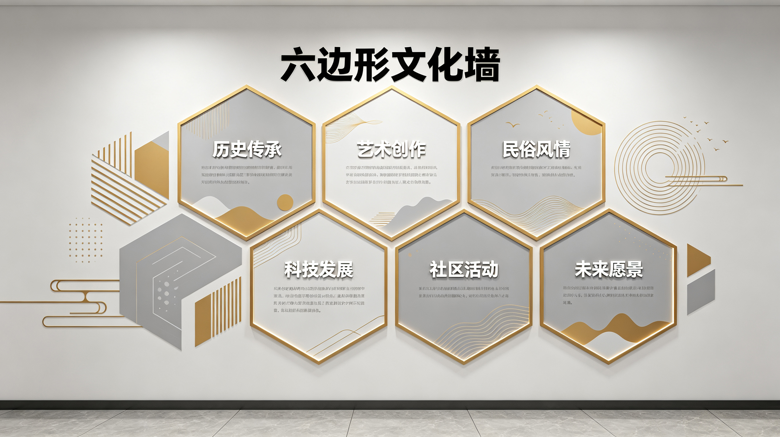 黄陵企业文化墙 | 六边形信息美学
